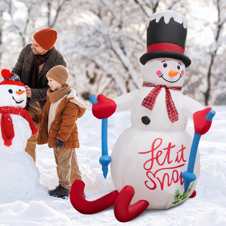 6FT inflatable Christmas decoration with LED lights, featuring a snowman design, perfect for outdoor holiday displays.