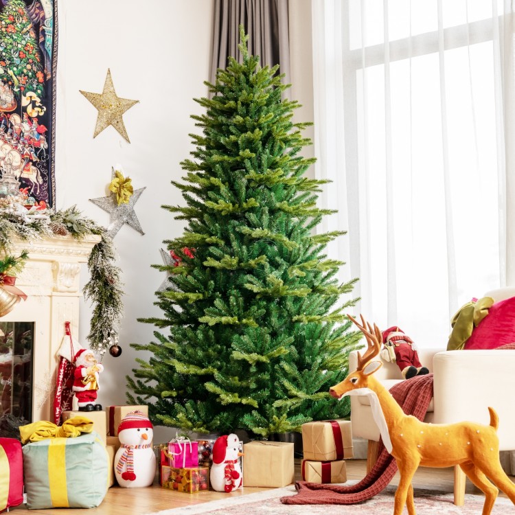 Lush 7-foot pre-lit artificial Christmas tree with APP-controlled LED lights, perfect for festive home decoration.