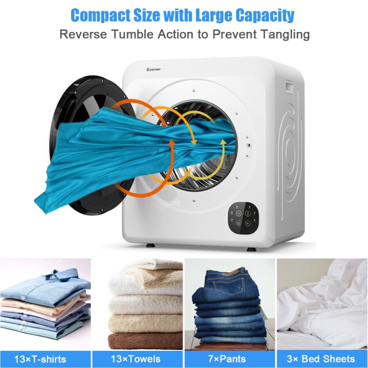 Compact washer and dryer combo with stainless steel tub, ideal for small spaces, featuring dual tubs for efficient.