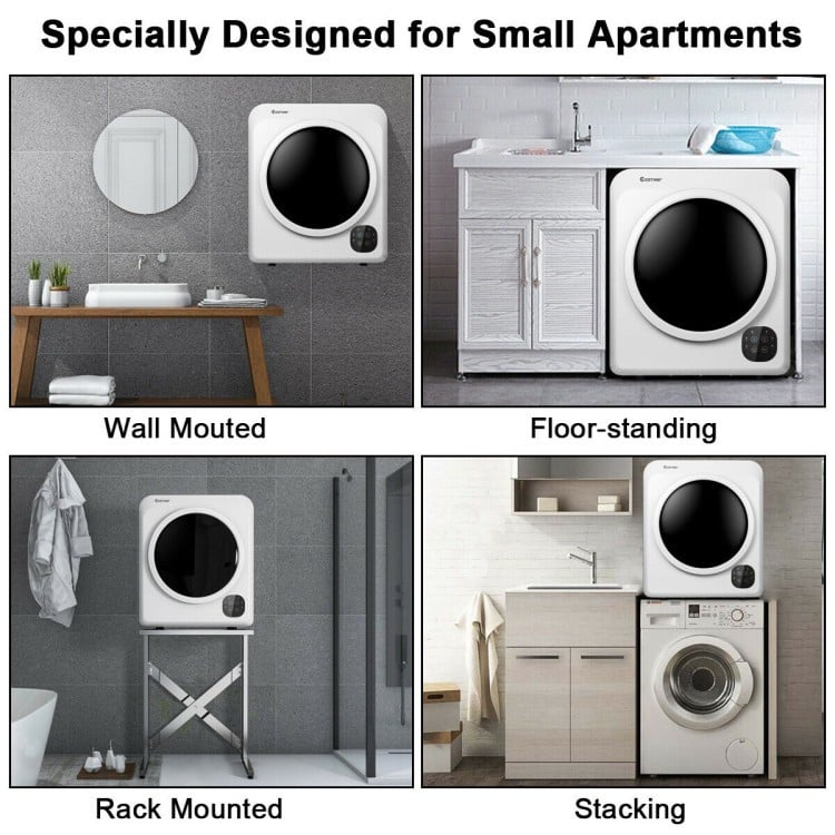 Compact washer and dryer combo with stainless steel tub, designed for small apartments and efficient laundry routines.