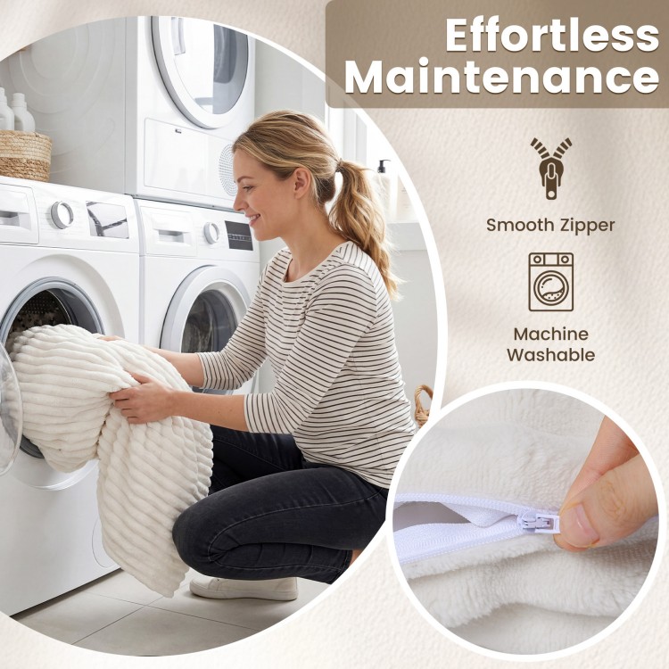 Convertible bean bag floor sofa in beige with machine-washable corduroy cover, perfect for reading or gaming.