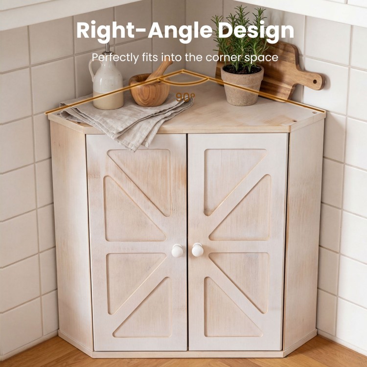 Corner bread box in white bamboo with dual-layer design, perfect for kitchen corners, enhancing storage and style.
