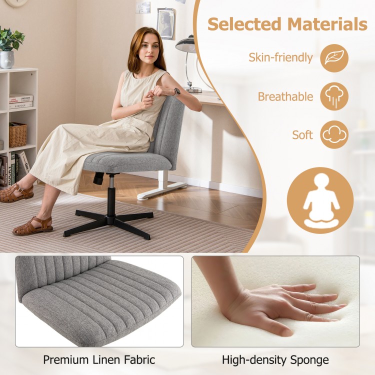 Gray Criss Cross Legged Chair with U-shaped cushion, adjustable height, and ergonomic backrest for comfortable seating.