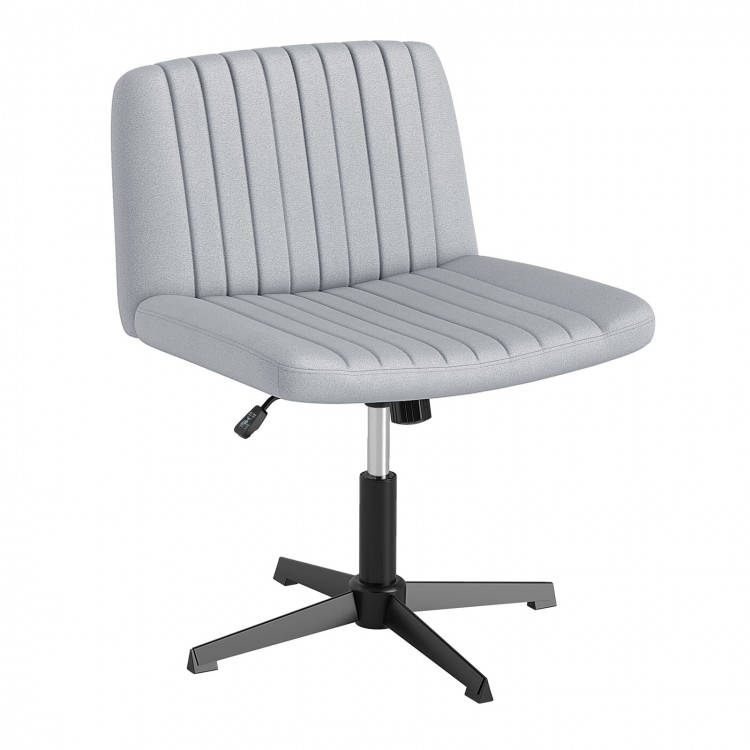 Gray Criss Cross-Legged Swivel Desk Chair with contoured seat, height adjustment, and sturdy cross-shaped base for.