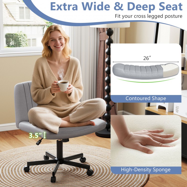 Criss Cross Chair with Wheels Cross-Legged Swivel Desk Chair with Soft-Padded Wide Seat - Gallery View 11 of 11
