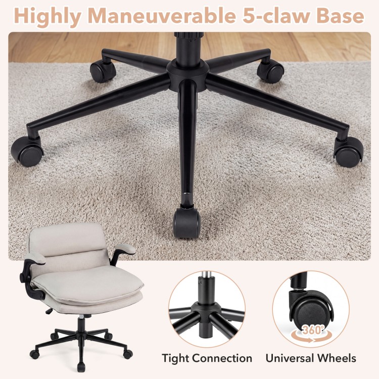 Highly maneuverable 5-claw base with universal wheels for the Criss Cross Chair on Wheels, perfect for home office use.