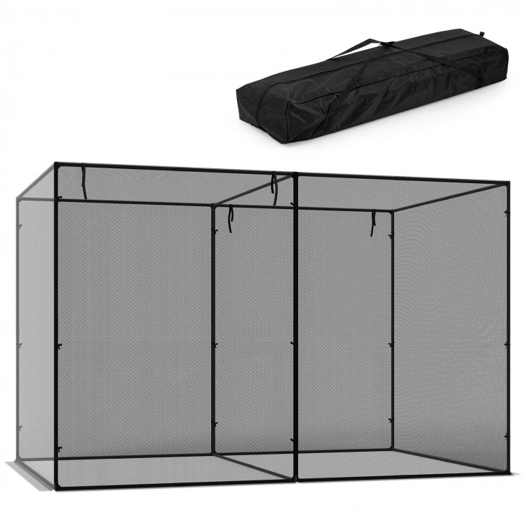 Large garden crop cage with tear-resistant mesh, 10 x 6.5 x 6.5 ft, includes 6 ground nails for stability and a.