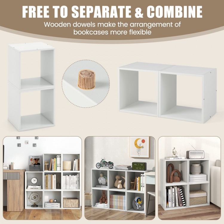 White cube storage organizer set of 2 with modular design, ideal for versatile storage in living room or office.