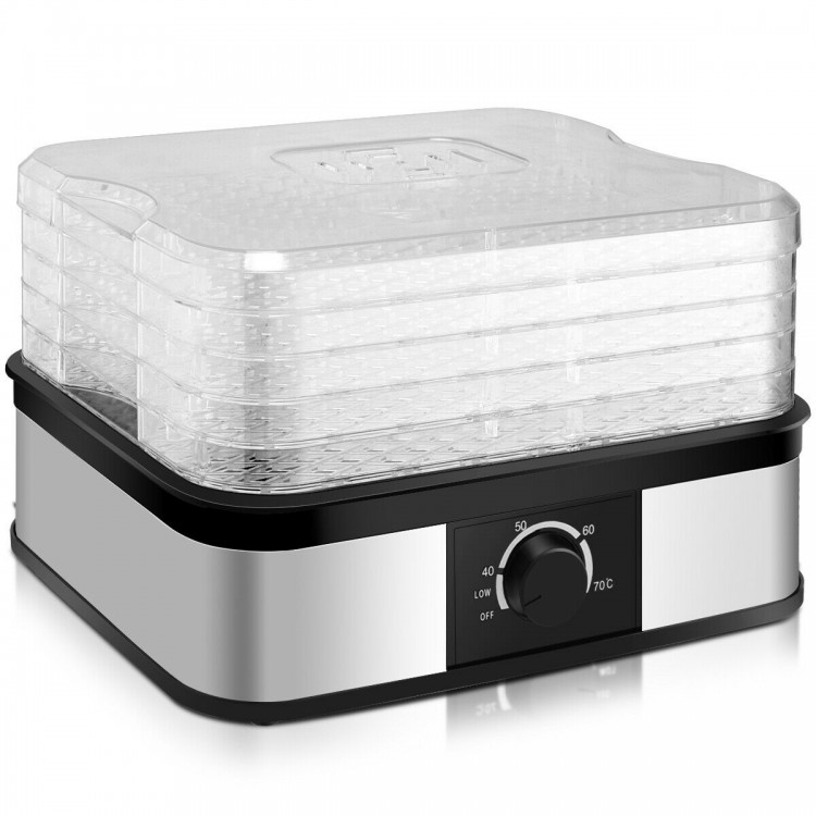 5 tray food dehydrator with adjustable thermostat and transparent design, perfect for making healthy snacks at home.
