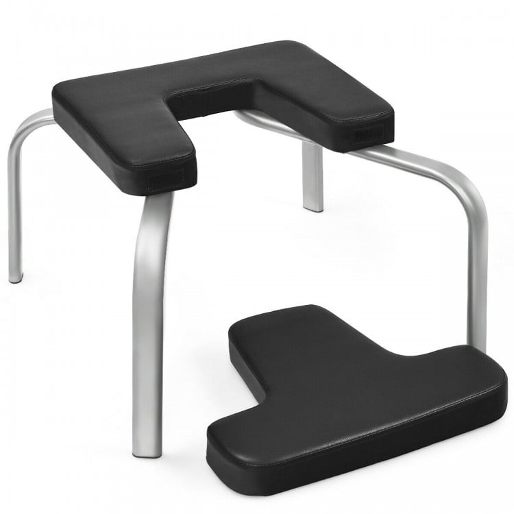 Yoga headstand bench with PVC pads and sturdy iron frame, designed for comfort and stability during yoga exercises.