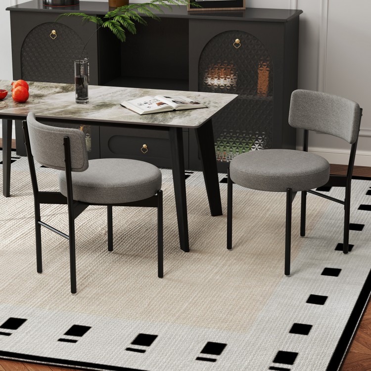 Curved backrest dining chair set of 2 in gray with padded seats, perfect for contemporary dining rooms or cafes.