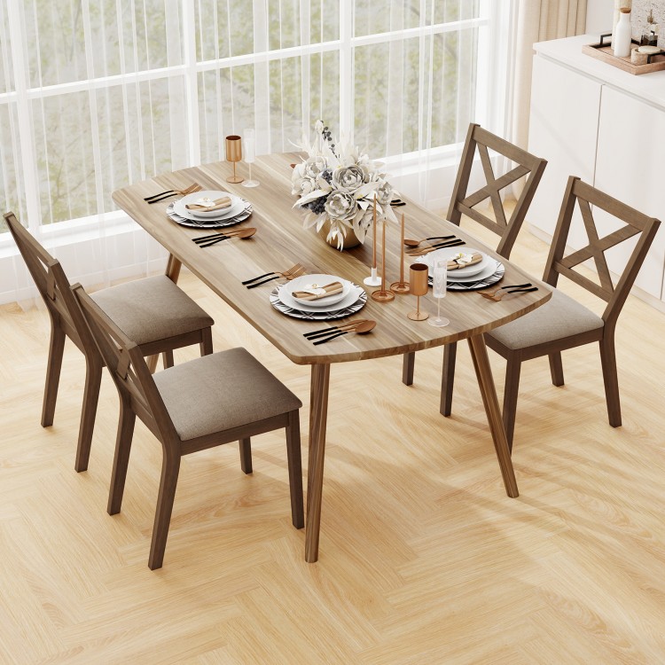 Modern kitchen dining chair set of 2 with upholstered seats and X-shaped backrest, perfect for dining rooms or cafes.
