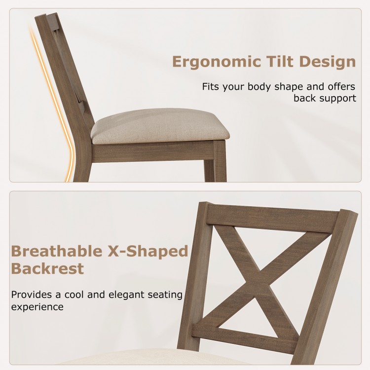 Modern dining chair with ergonomic tilt design and breathable X-shaped backrest, perfect for kitchen or dining room use.