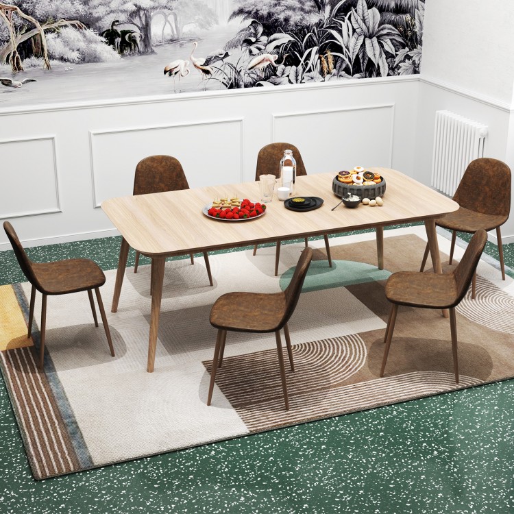 Brown faux PU leather dining chair set of 4 with metal legs, perfect for dining rooms or cafes, showcasing a stylish.