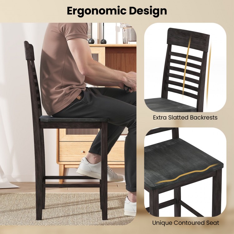 Dining chair set of 2 featuring ergonomic design, slatted backrests, and solid wood frame for dining room comfort.