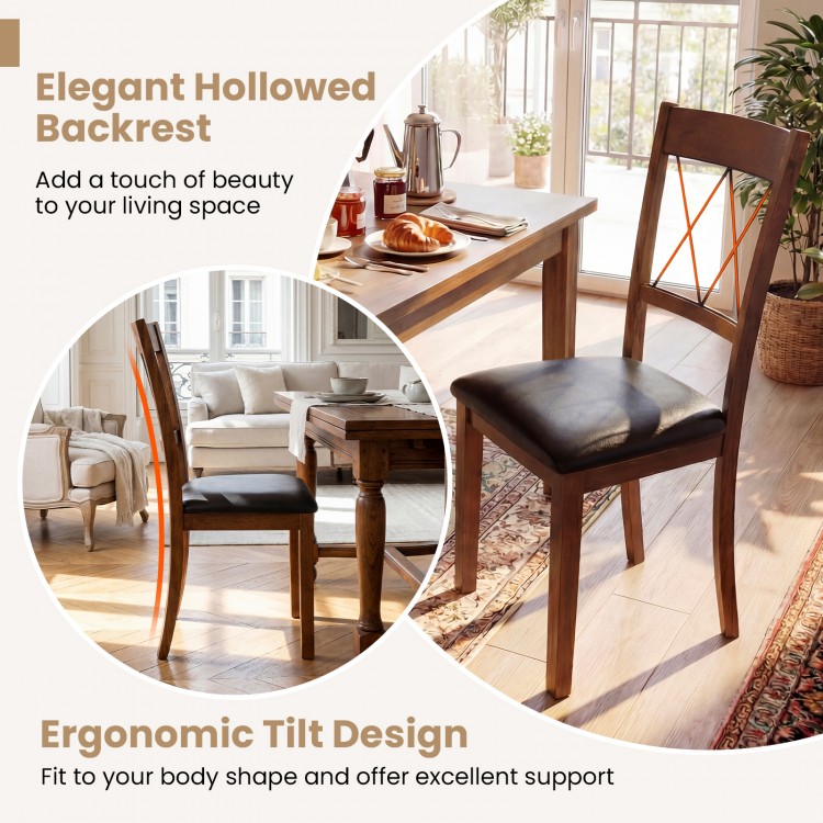 Walnut dining chair with elegant cross back and sponge padded seat, perfect for comfortable kitchen dining.