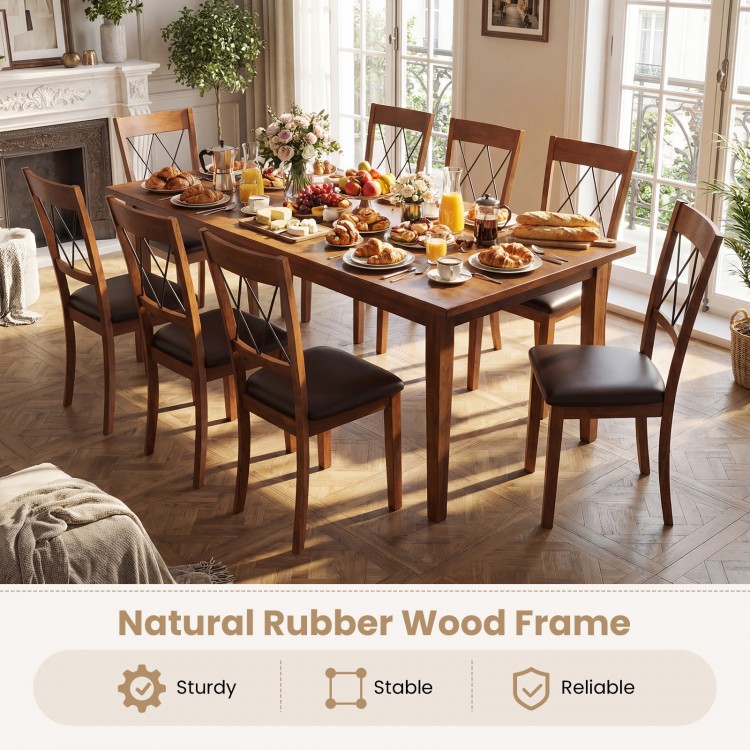 Set of 2 armless dining chairs with walnut rubber wood frame and padded seats, ideal for stylish kitchen dining.