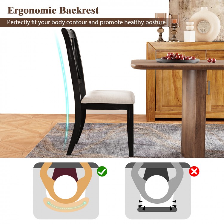 Curved cross back dining chair set in beige with ergonomic backrest for healthy posture, ideal for dining rooms or.