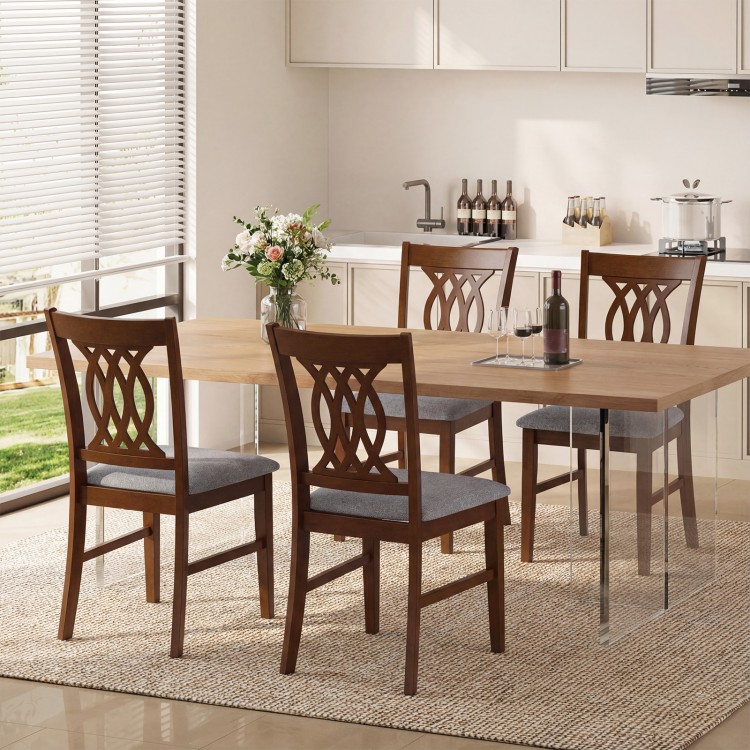 Single walnut dining chair featuring a padded seat and ergonomic backrest, perfect for kitchen or living room seating.