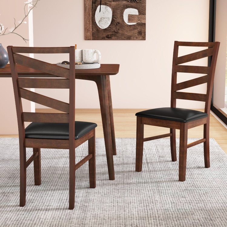 Set of 2 walnut dining chairs with rubber wood legs and PU leather upholstery, perfect for enhancing your kitchen decor.