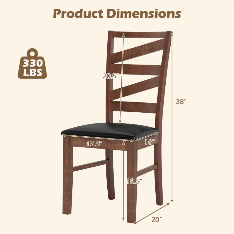 Walnut dining chair with rubber wood legs, ergonomic backrest, and PU leather upholstery for stylish kitchen seating.