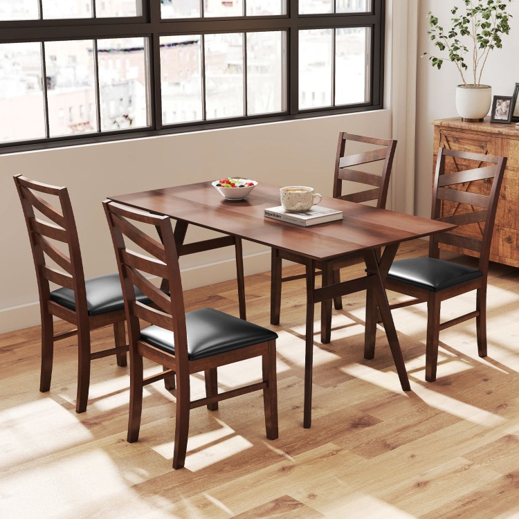 Walnut dining chairs set of 2 with rubber wood legs and PU leather upholstery, perfect for enhancing your kitchen space.