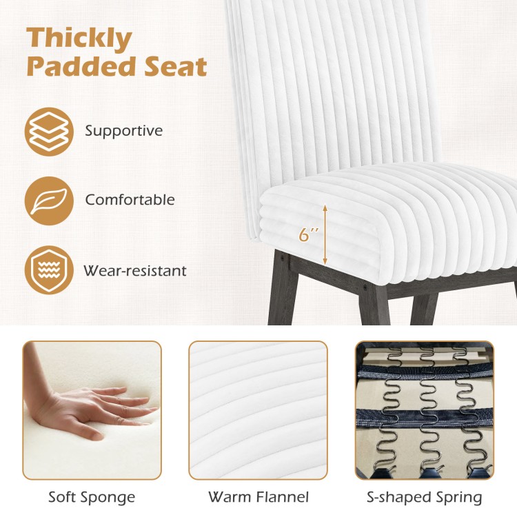 Thickly padded white flannel dining chair with supportive S-shaped spring, ideal for kitchen or dining room use.