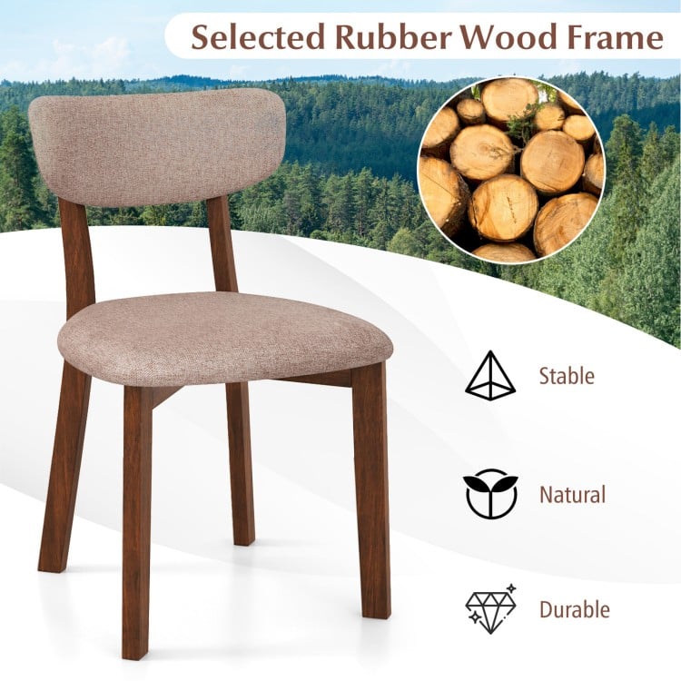 Mid-back dining chair with solid rubber wood frame in beige, featuring ergonomic design for comfort and durability.