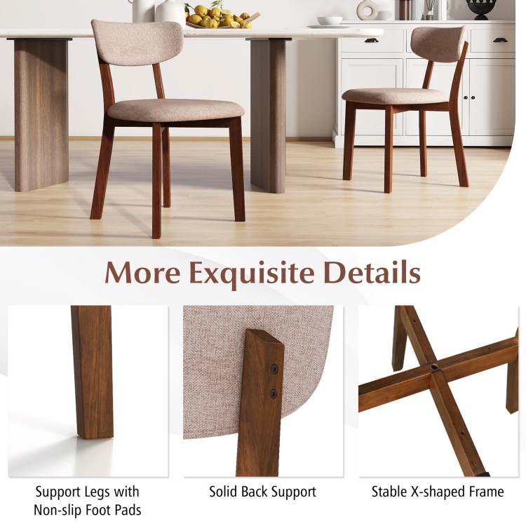 Upholstered mid-back dining chair with solid rubber wood frame and non-slip foot pads, ideal for dining rooms and.