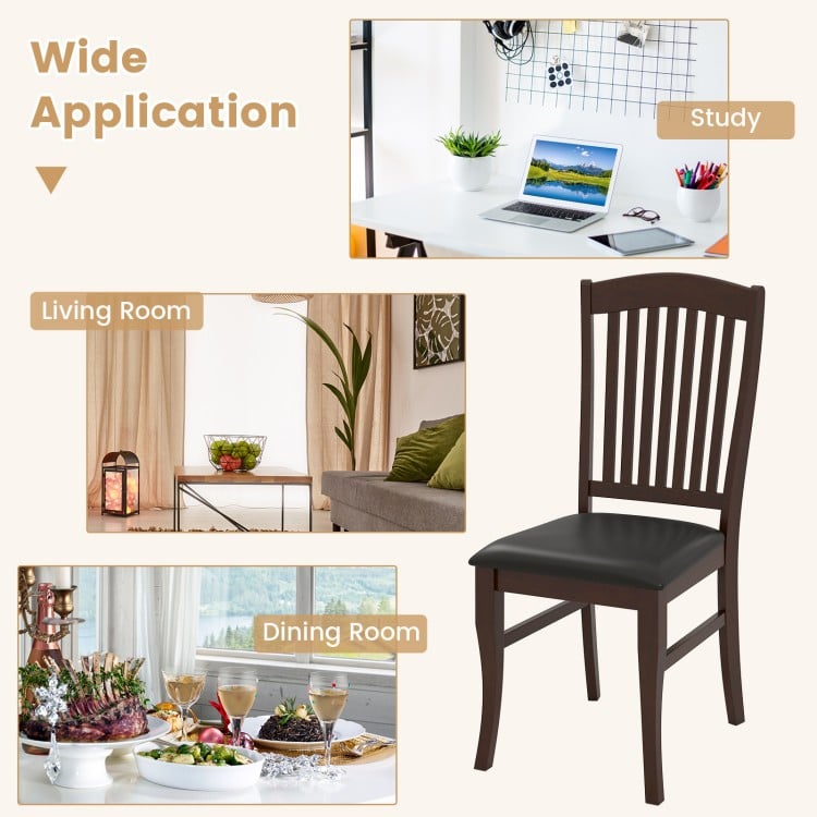 Mid-century armless dining chair in coffee color with ergonomic backrest, suitable for living room and dining areas.