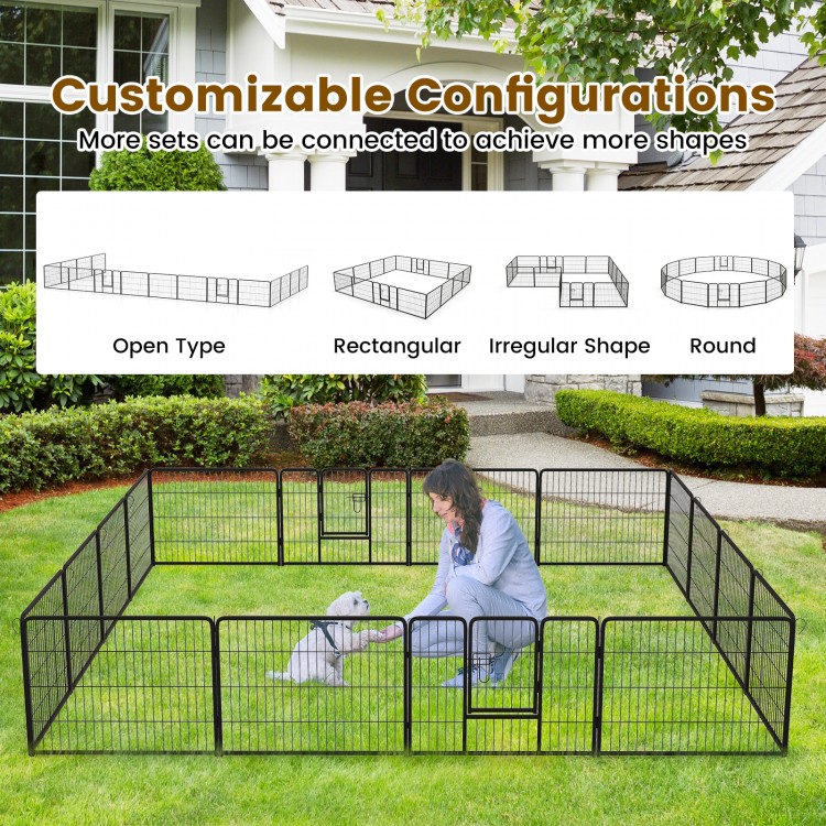 24-inch dog playpen with customizable configurations, featuring a secure lock and durable metal construction for.