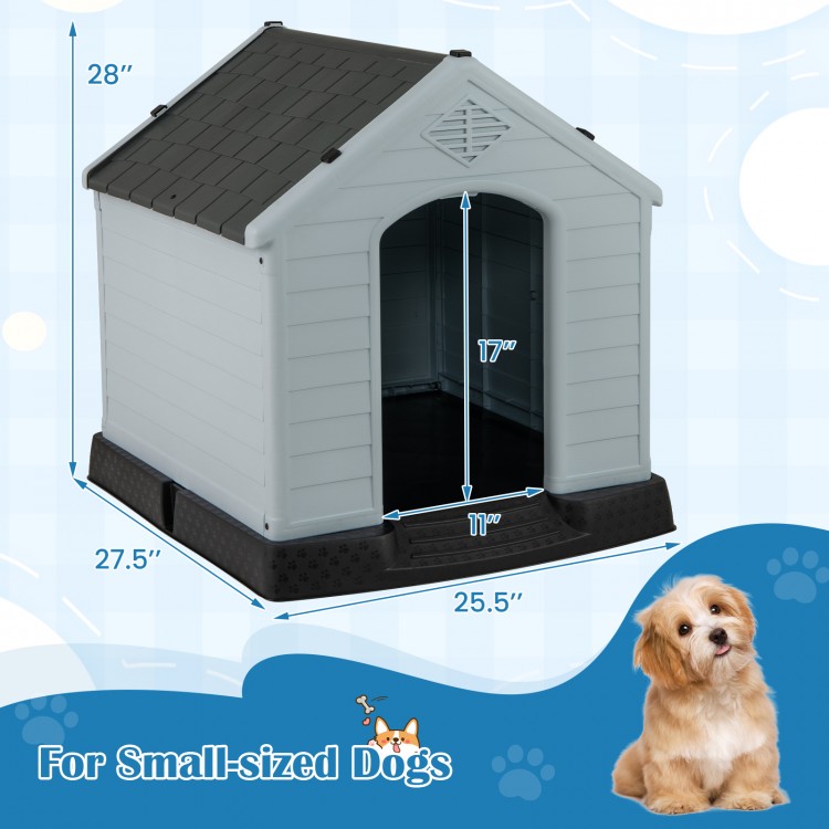 Dog house for small dogs, waterproof plastic with elevated floor, 28" height, ideal for year-round comfort and.