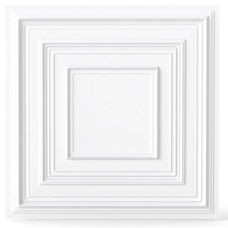 White 3D decorative PVC ceiling tiles, 24" x 24", versatile for wall and ceiling installation, 12-pack covers 48 sq.ft.