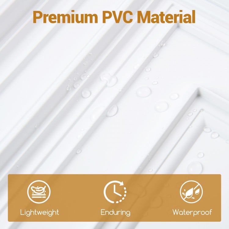Close-up of 3D decorative pattern on premium PVC ceiling tile, lightweight and waterproof for versatile installation.