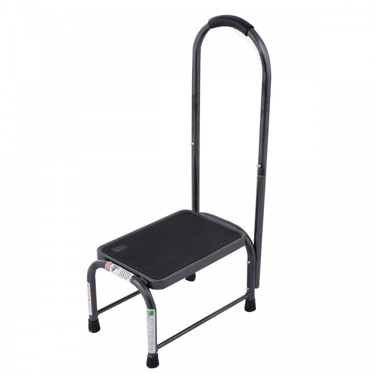 Heavy duty step stool with foam handle, non-slip platform, and sturdy metal frame for stability, supporting up to 330.