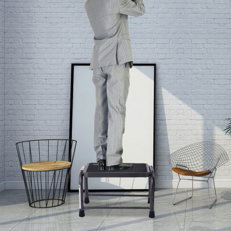 Heavy-duty step stool with non-slip platform and foam handle, supporting up to 330 lbs for safe use in any room.