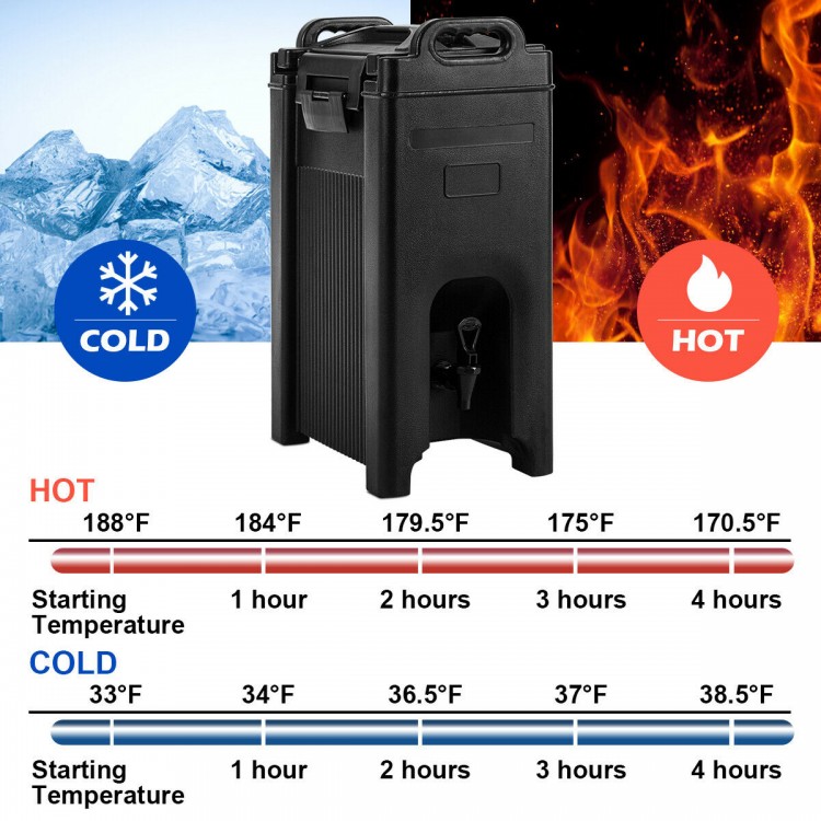 5-gallon insulated beverage server dispenser with dual temperature control, ideal for parties and gatherings.