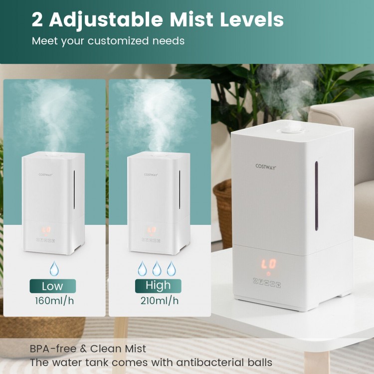 4L ultrasonic humidifier in white with essential oil diffuser and adjustable mist levels for safe, quiet use in any.