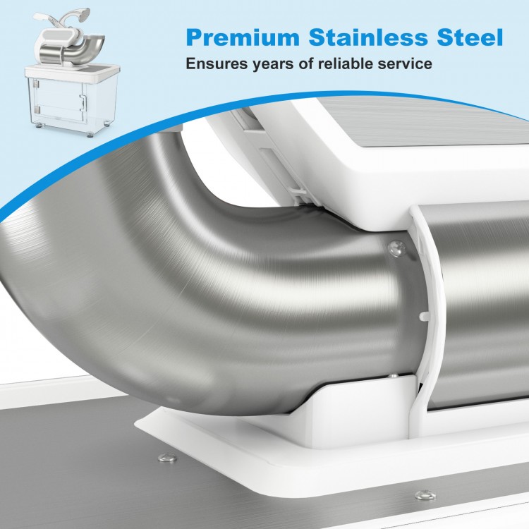 Close-up of the premium stainless steel dual blades of the 300W commercial ice crusher for efficient ice crushing.