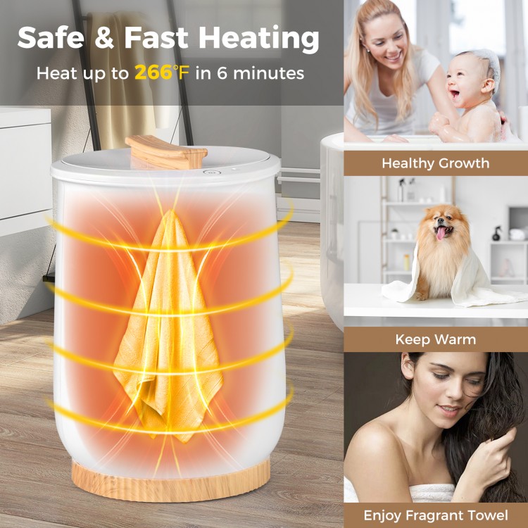 20L large heated towel warmer in white with LED display, fast heating, and safe auto shut-off for family use.