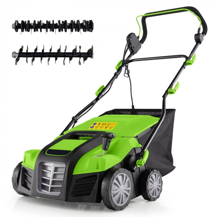 16-Inch Electric Lawn Dethatcher and Scarifier with Collection Bag - Gallery View 1 of 10