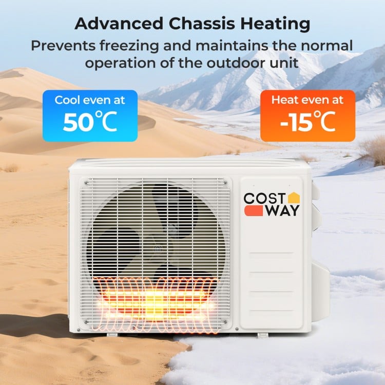 EchoCool Series 23000 BTU mini split air conditioner and heater with advanced chassis heating for efficient year-round.
