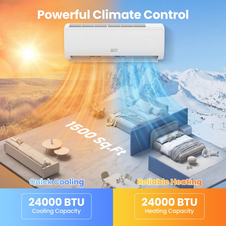 EcoGuard Series 24000 BTU mini split air conditioner and heater with smart WiFi control for efficient climate.