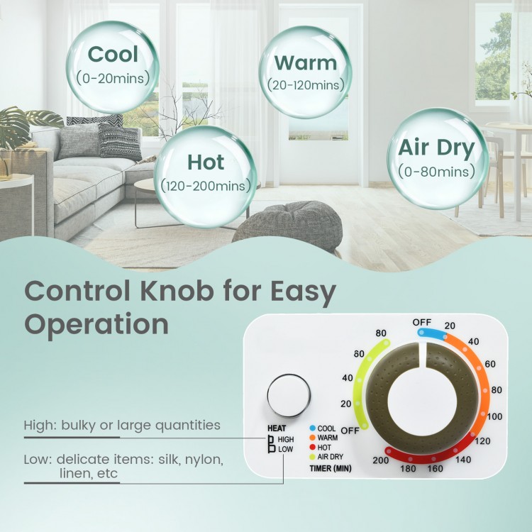 Control knob of the Electric Laundry Dryer and Full-Automatic Washing Machine Combo with 4 drying modes and 2 heating.