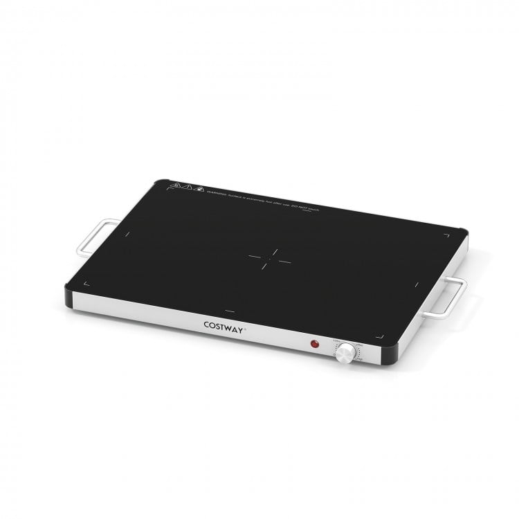 Electric warming food warmer with adjustable temperature control, tempered glass surface, and cool-touch handles for.
