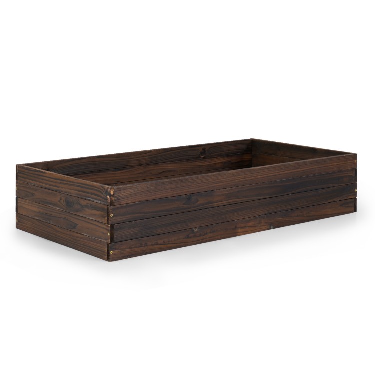 Spacious elevated wooden garden planter box made of fir wood, ideal for growing vegetables and herbs in outdoor spaces.