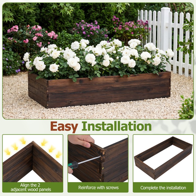 Elevated wooden garden planter box kit with spacious design, fir wood construction, ideal for outdoor planting and easy.