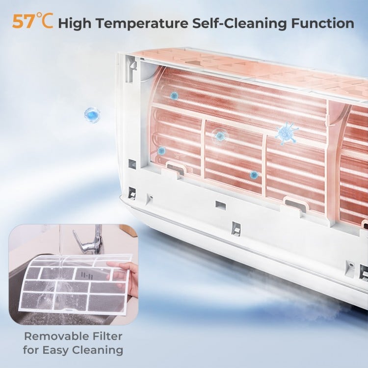 Close-up of the removable filter for the Energy Star Certified mini split air conditioner with self-cleaning function.