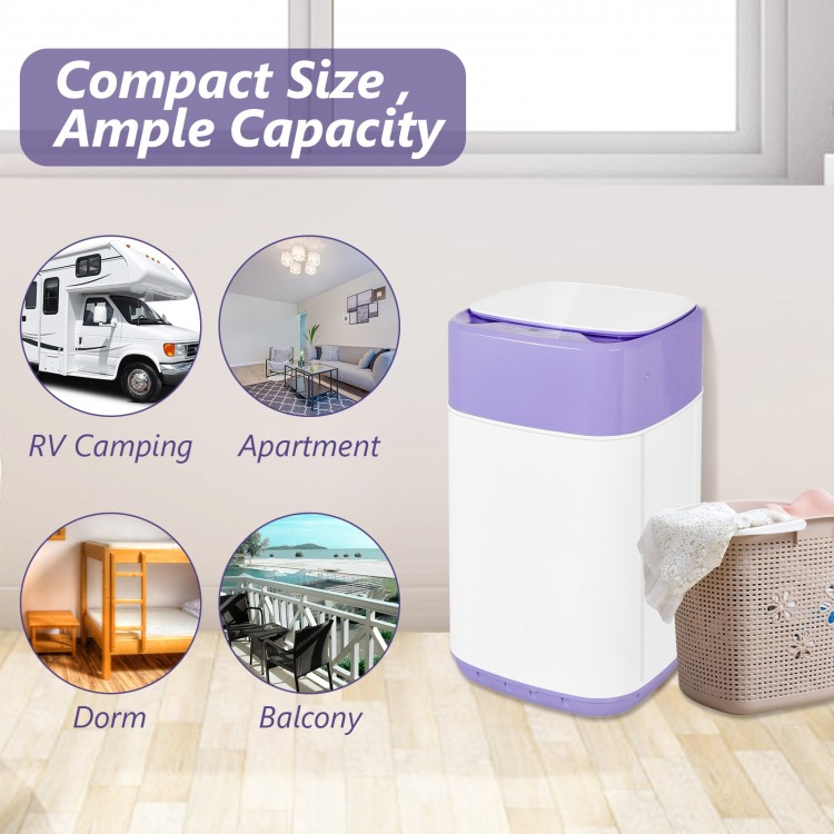 Compact 8lbs portable washing machine in purple, featuring 6 wash programs, ideal for apartments and RV camping.