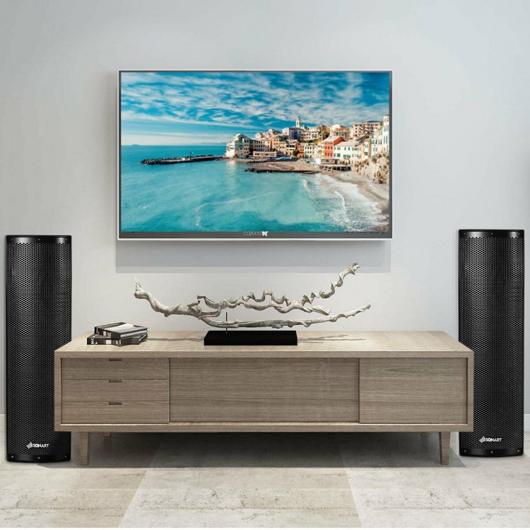 Set of 2 bi-amplified 2000W speakers with USB/SD input, ideal for events and professional audio setups.